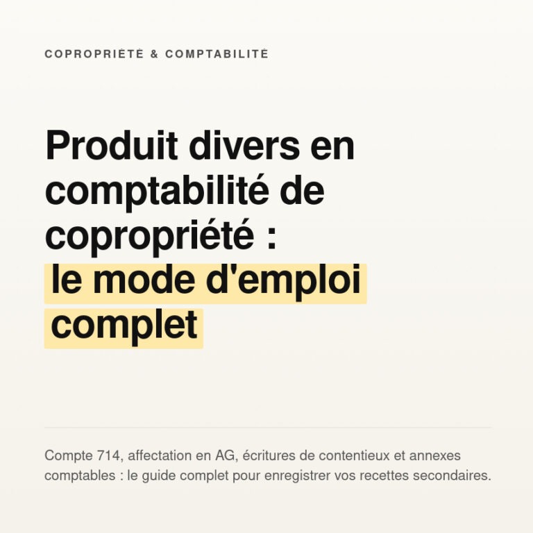 Saisir un produit divers en comptabilité pour une copropriété