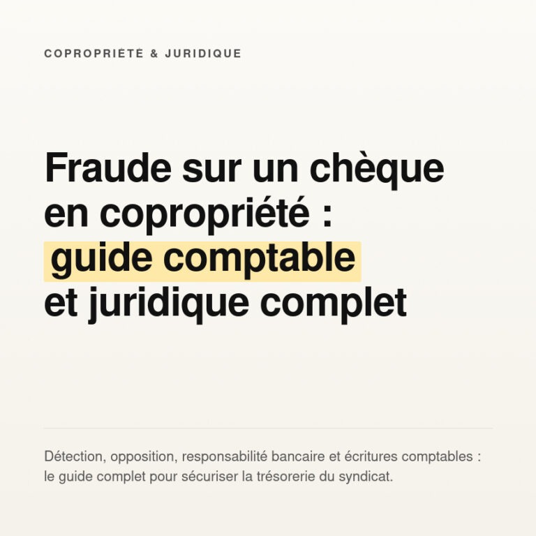 Écritures comptables en cas de fraude sur un chèque dans une copropriété