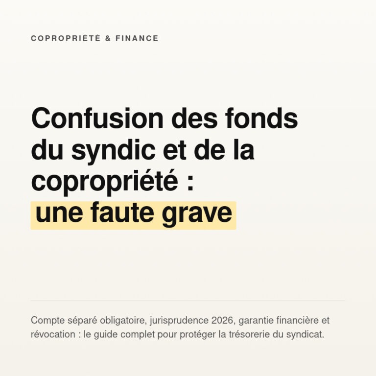 Confusion entre les fonds propres du syndic et ceux de la copropriété : une faute grave aux lourdes conséquences