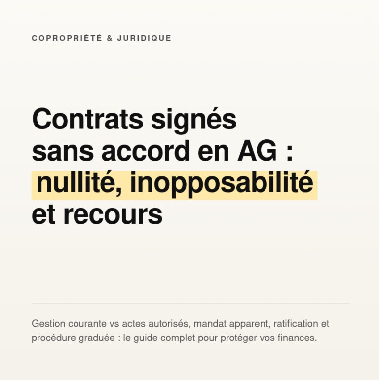 Signature de contrats sans autorisation de l'AG : une faute lourde du syndic