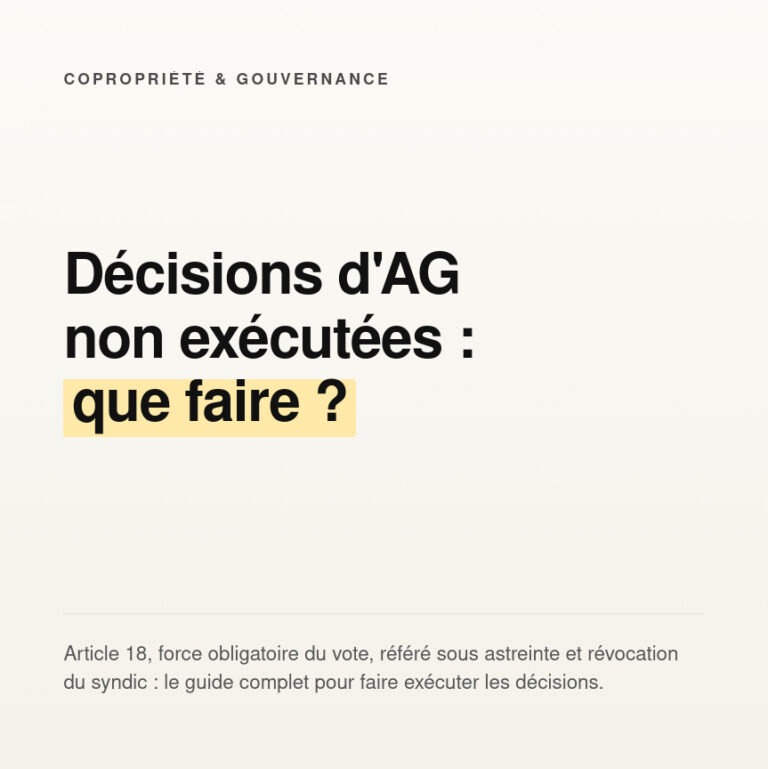 Décisions d'AG non exécutées : recours et solutions en copropriété 10 Non-exécution des décisions de l'assemblée générale : un manquement grave du syndic