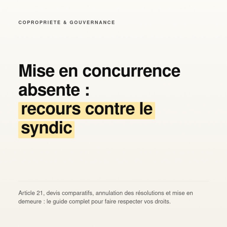Absence de mise en concurrence des prestataires : un manquement courant du syndic