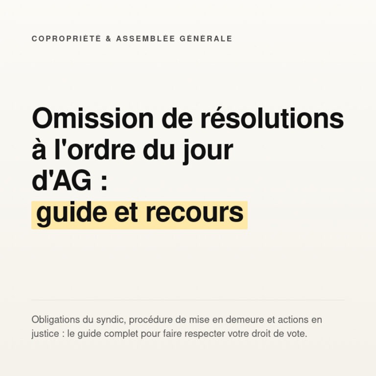 Omission de résolution à l'ordre du jour de l'AG : Recours et guide