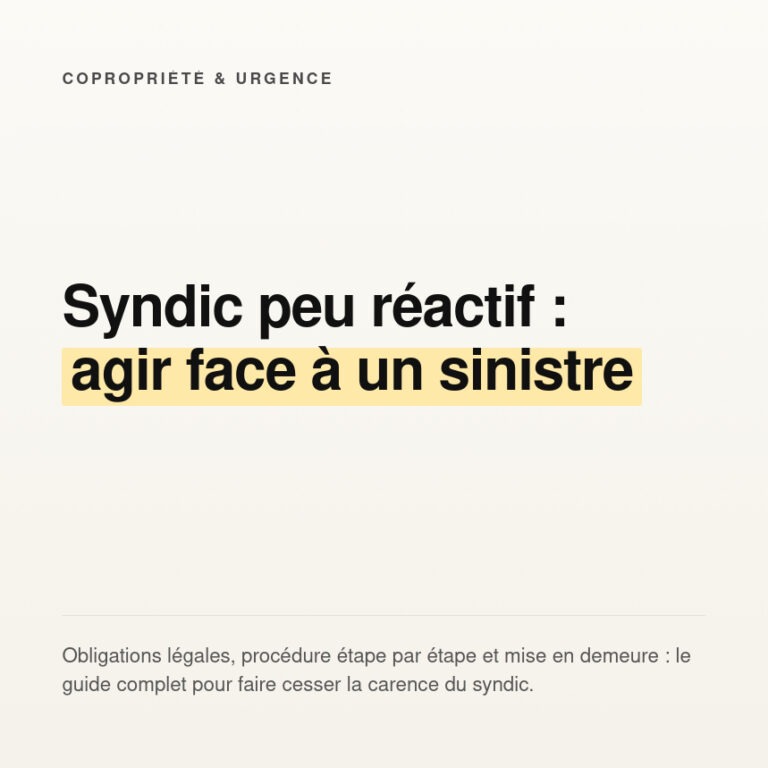 Manque de réactivité du syndic de copropriété face aux sinistres : que faire lorsque le syndic de copropriété manque à son devoir ?