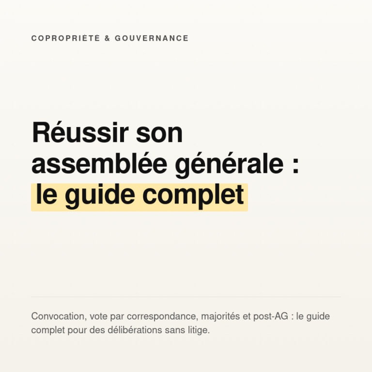 Tenue de l'assemblée générale de copropriété : le guide 9 Tenue de l'assemblée générale de copropriété : le guide