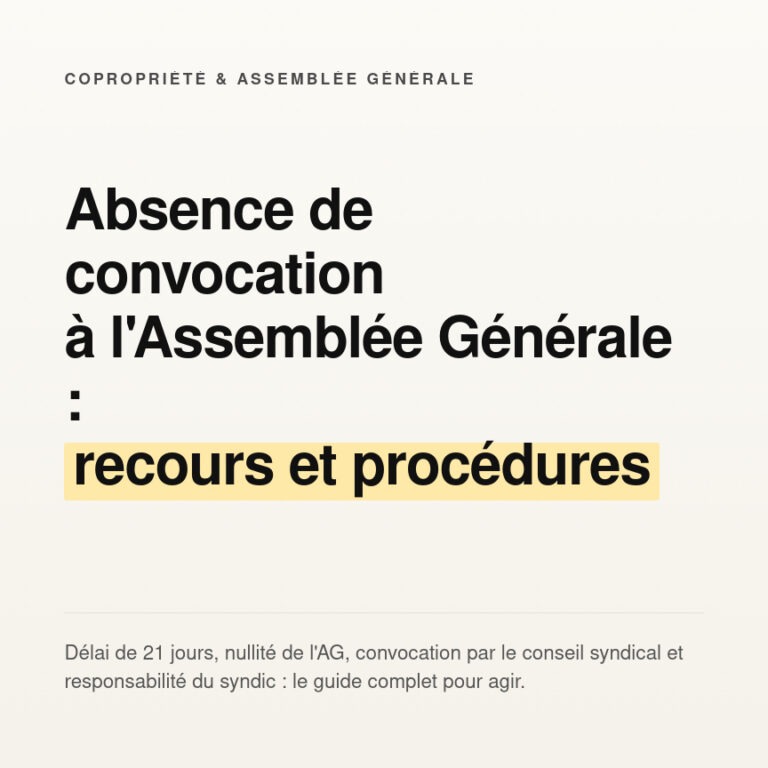 Absence de convocation AG copropriété : recours, droits et délais 7 Absence de convocation AG copropriété : recours, droits et délais
