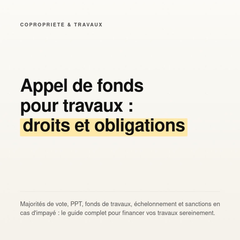 Appel de fonds pour travaux en copropriété : droits et règles