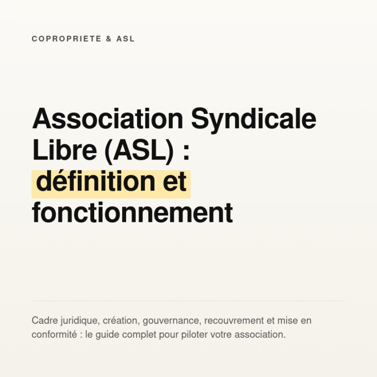 Association Syndicale Libre (ASL) : Fonctionnement et Guide Juridique