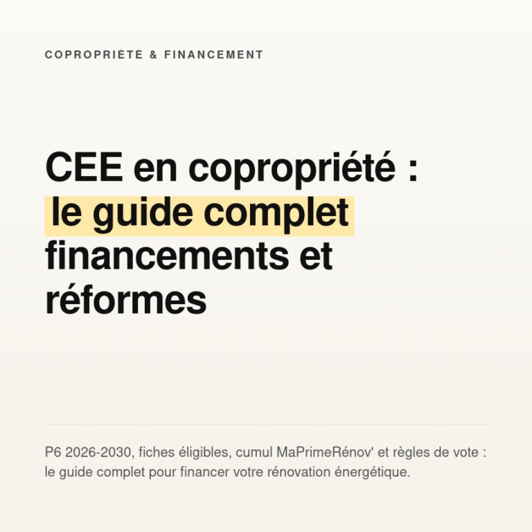 CEE en copropriété : guide complet des primes et financements