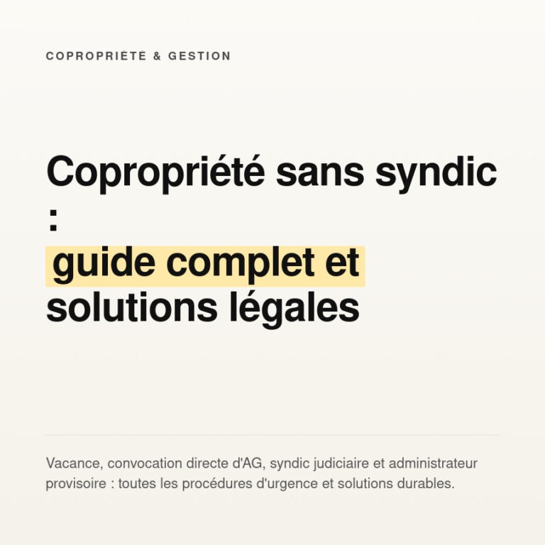 Copropriété sans syndic : risques, démarches d'urgence et solutions