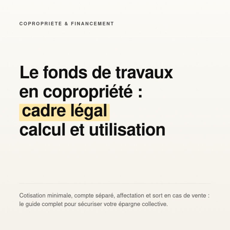 Fonds de travaux en copropriété : règles, calcul et vente