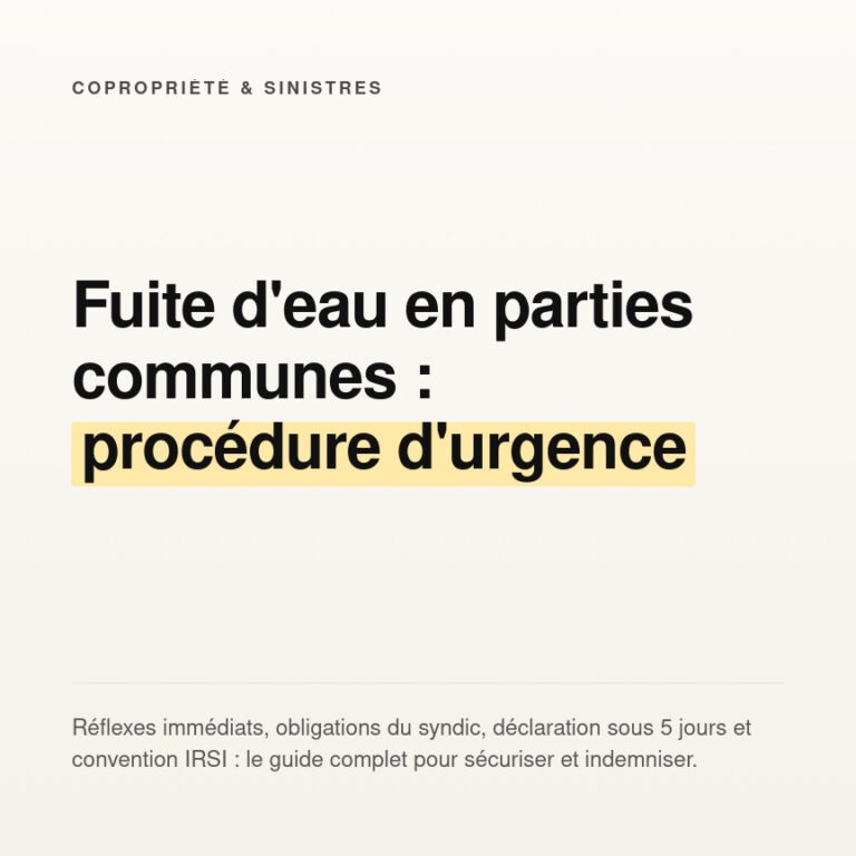 Fuite d'eau parties communes : procédure d'urgence et recours