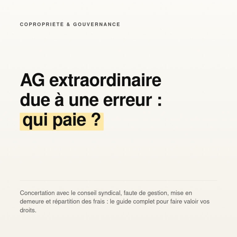 AG extraordinaire due à une erreur : qui paie ?