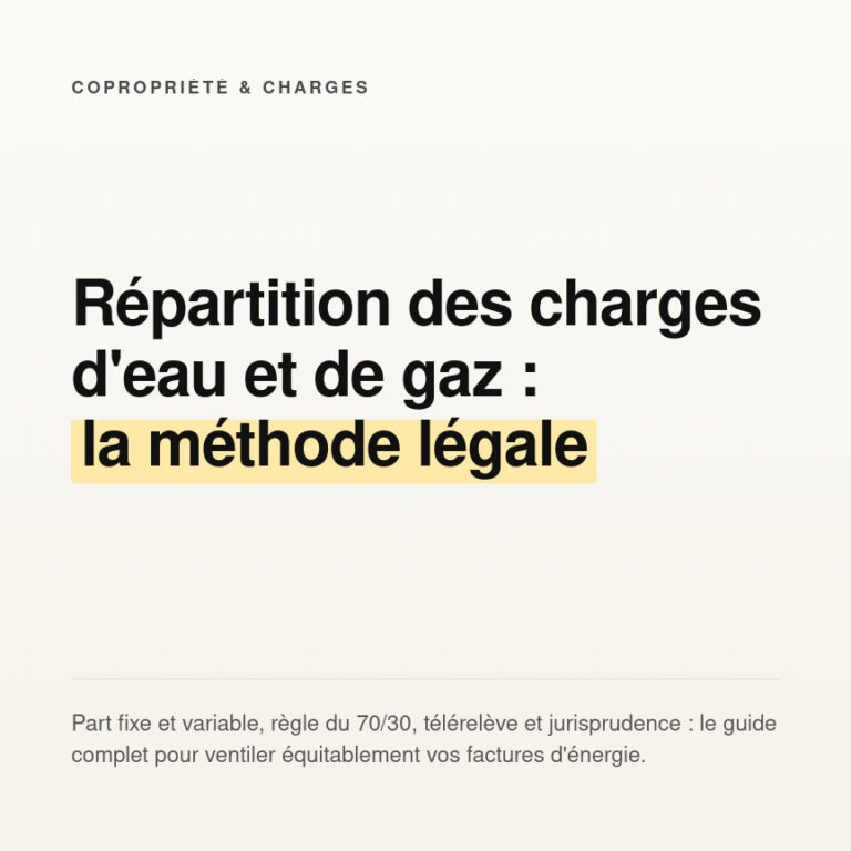 Répartition des charges d'eau et de gaz en copropriété : méthode légale