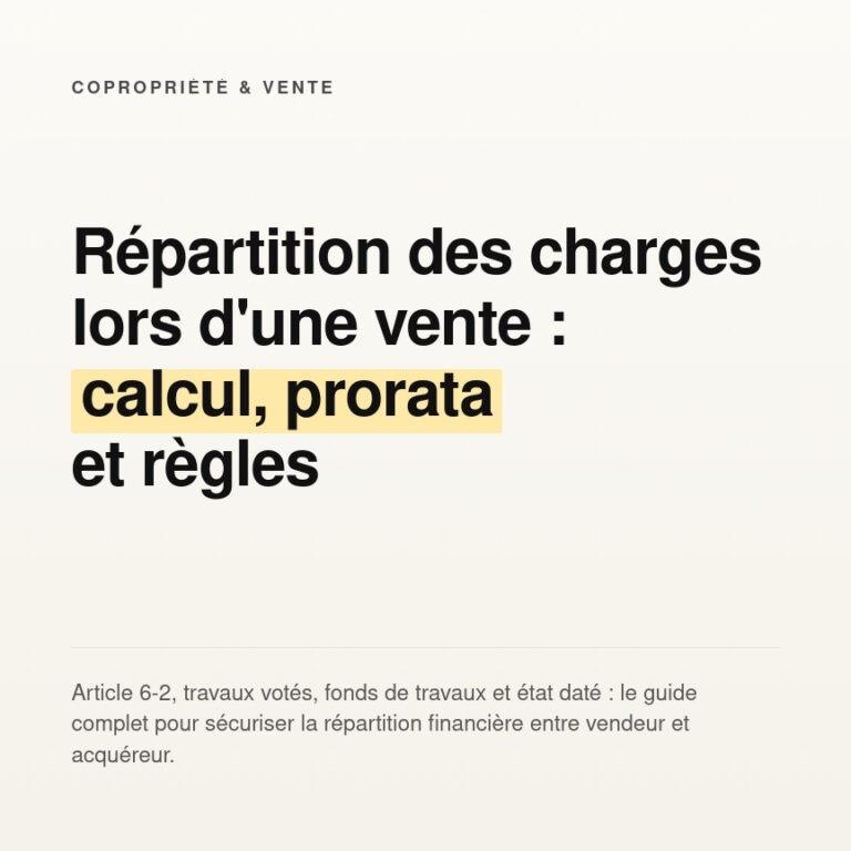 Répartition des charges de copropriété lors d’une vente : calculs et règles