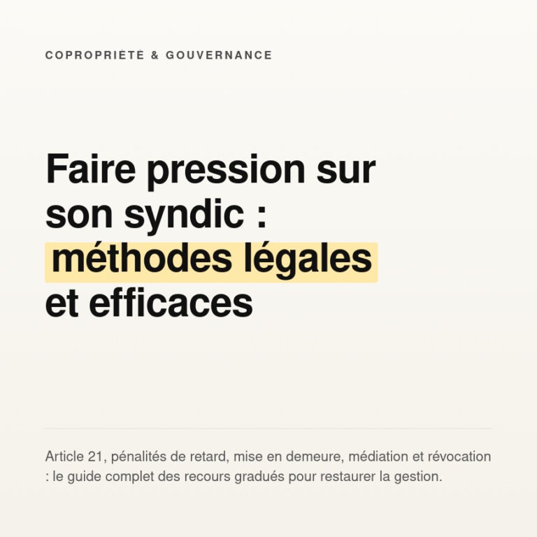 Comment faire pression sur son syndic : les recours légaux