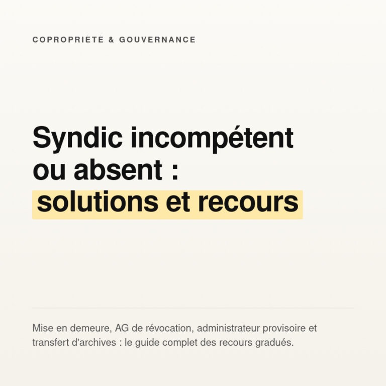 Syndic incompétent ou absent : solutions, recours et procédure