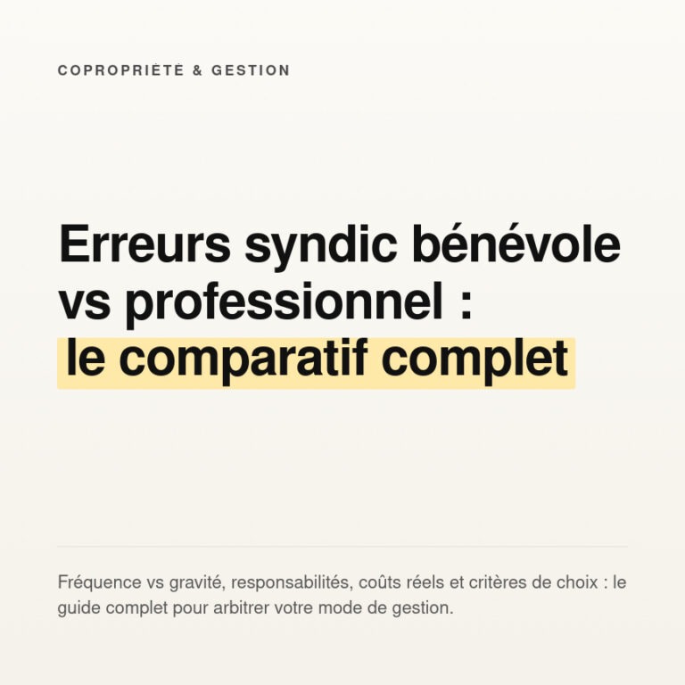Erreurs syndic bénévole vs professionnel : le comparatif complet