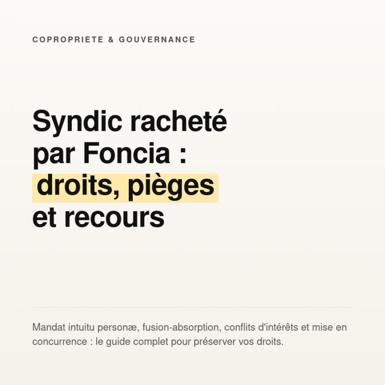 Syndic racheté par Foncia : droits, pièges et recours