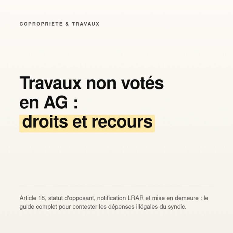 Travaux non votés en AG : recours, droits et statut d'opposant