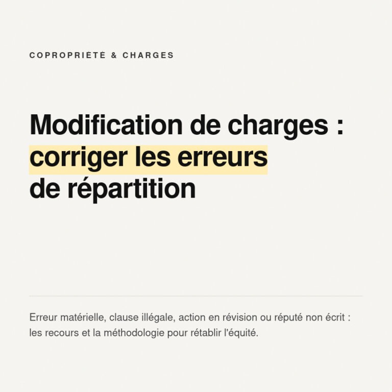 Modification de charges en copropriété : corriger les erreurs 1 Modification de charges en copropriété : corriger les erreurs