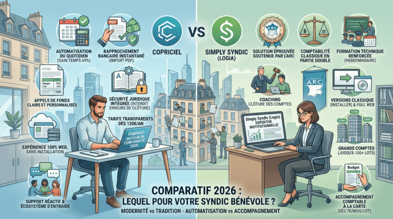 Copriciel vs Simply Syndic (Logia) : Le comparatif 2026 pour votre syndic bénévole