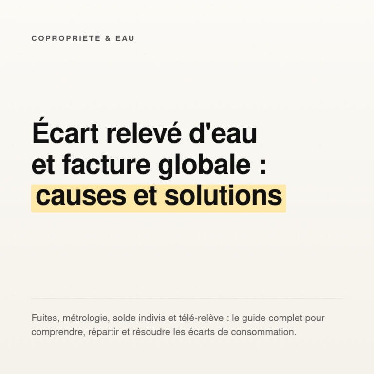 Écart compteur d'eau en copropriété : causes, loi et solutions