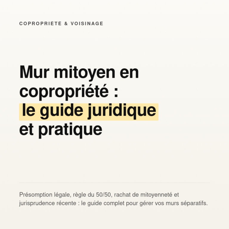 Mur mitoyen en copropriété : règles, charges et travaux